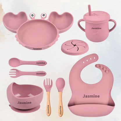 Hungry Crab - Personalised Silicone Baby Feeding Set (11 Pieces)