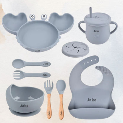 Hungry Crab - Personalised Silicone Baby Feeding Set (11 Pieces)