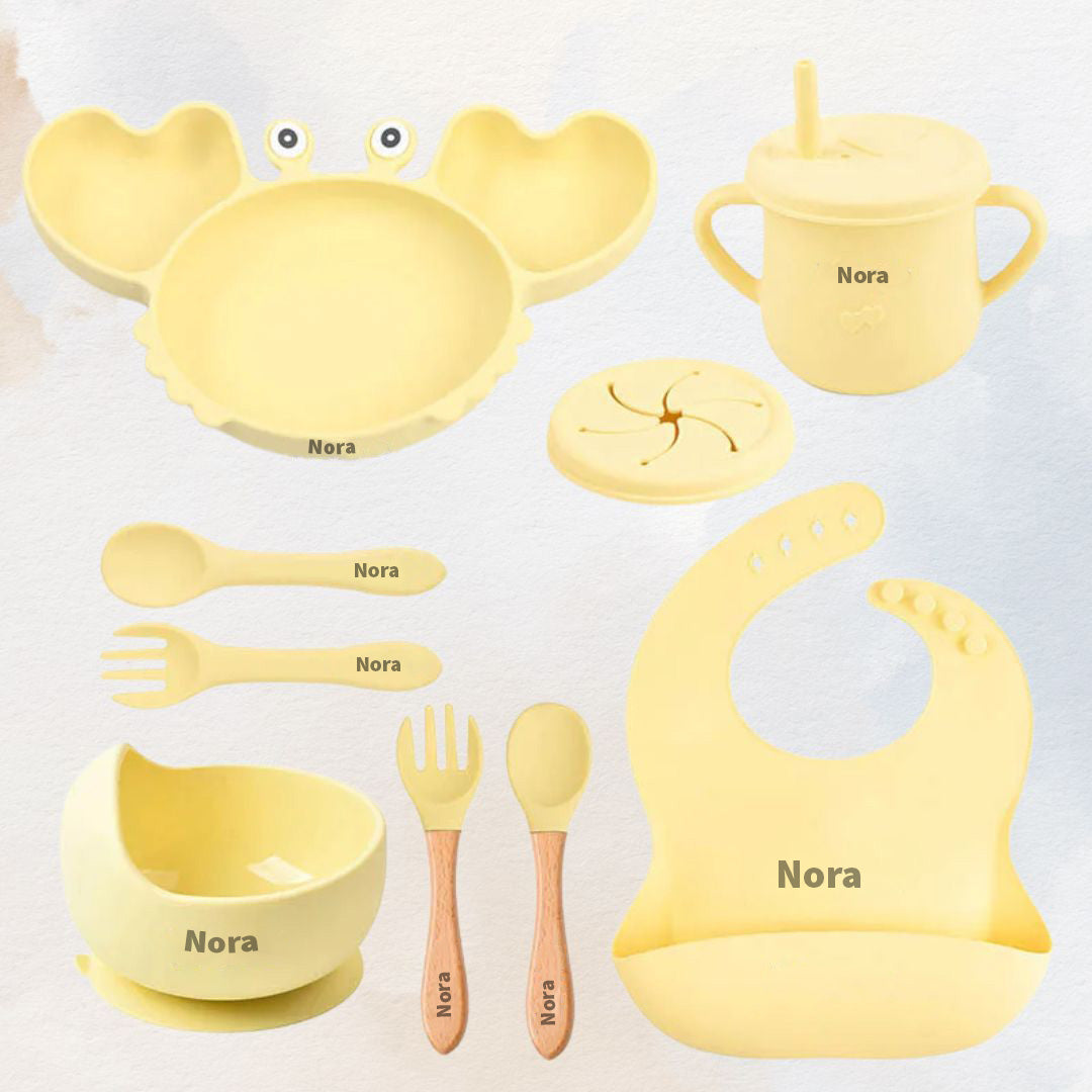 Hungry Crab - Personalised Silicone Baby Feeding Set (11 Pieces)