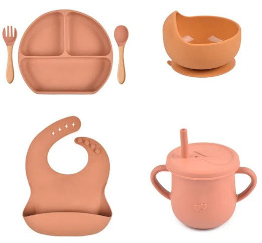 Personalised Silicone Baby Feeding Set (6 Pieces)-Little Travellers