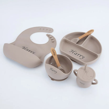 Personalised Silicone Baby Feeding Set (6 Pieces)-Little Travellers
